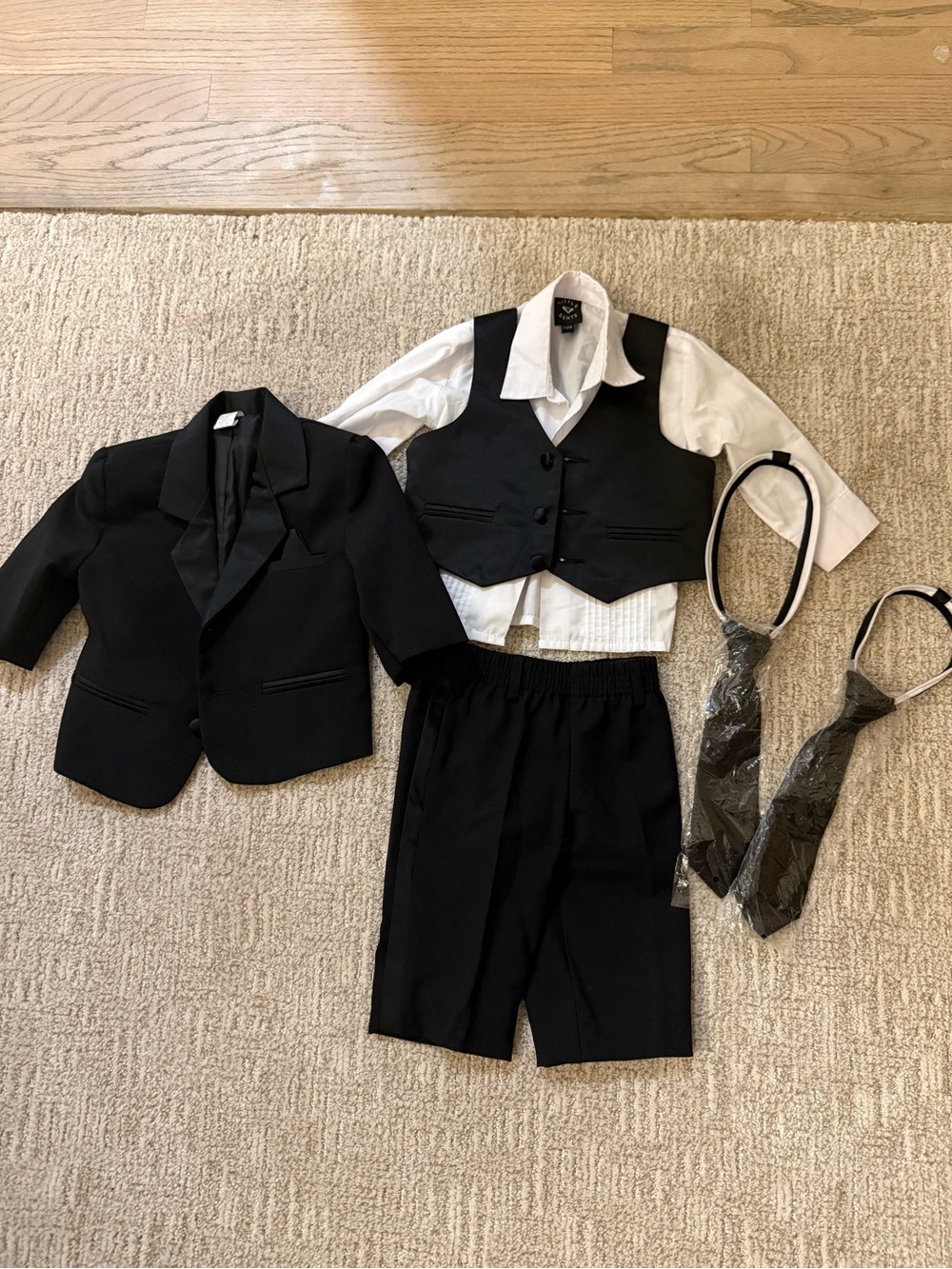 Little Gents Brand, Baby Boy Black Formal Suit Set with White Shirt